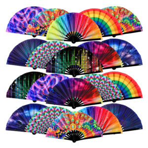 Psychedelic / Rainbow Skull Rave Fan